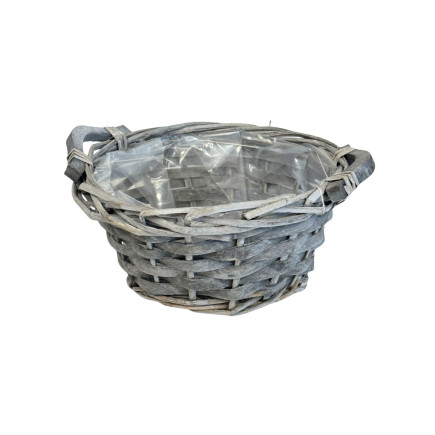 Osłonka wiklinowa Okrągła Miska Szara Dekoracyjna Kwiaty Kompozycja 20 cm