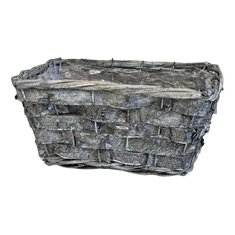 Osłonka z kory Szara Naturalna do Kwiatów z Folią Osłonki Dekoracyjna 27cm