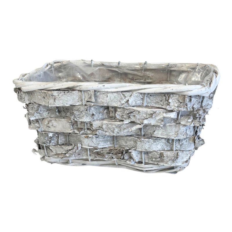 Osłonka z kory Biała Naturalna do Kwiatów z Folią Osłonki Dekoracyjna 25cm