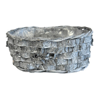 Osłonka z kory Szara Naturalna do Kwiatów z Folią Osłonki Dekoracyjna 29cm