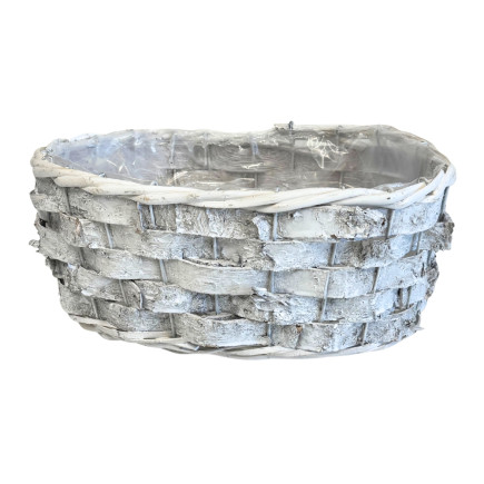 Osłonka z kory Biała Naturalna do Kwiatów z Folią Osłonki Dekoracyjna 29cm