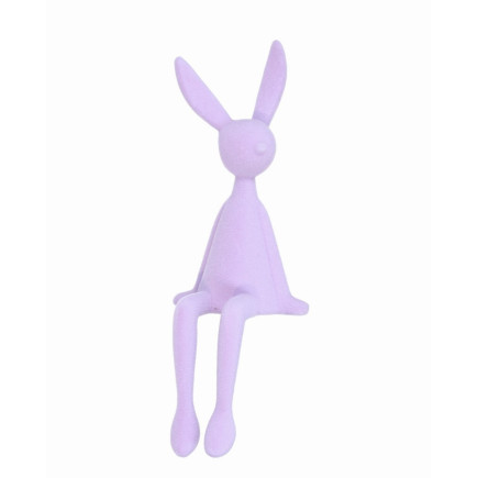 Figurka Zajączek Zając Flokowany Lawendowy Ozdoba Wielkanoc Siedzący 28 CM