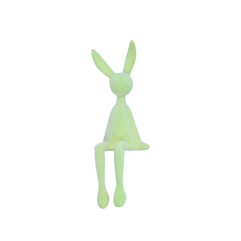 Figurka Zajączek Zając Flokowany zielony Ozdoba Wielkanoc Siedzący 28 CM Figurka Zajączek Zając Flokowany zielony Ozdoba Wielkanoc Siedzący 28 CM