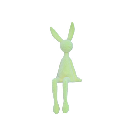 Figurka Zajączek Zając Flokowany zielony Ozdoba Wielkanoc Siedzący 28 CM