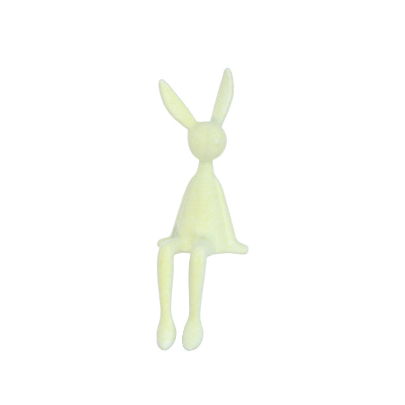 Figurka Zajączek Zając Flokowany Żółty Ozdoba Wielkanoc Siedzący 28 CM