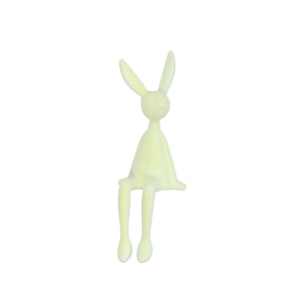 Figurka Zajączek Zając Flokowany Żółty Ozdoba Wielkanoc Siedzący 28 CM