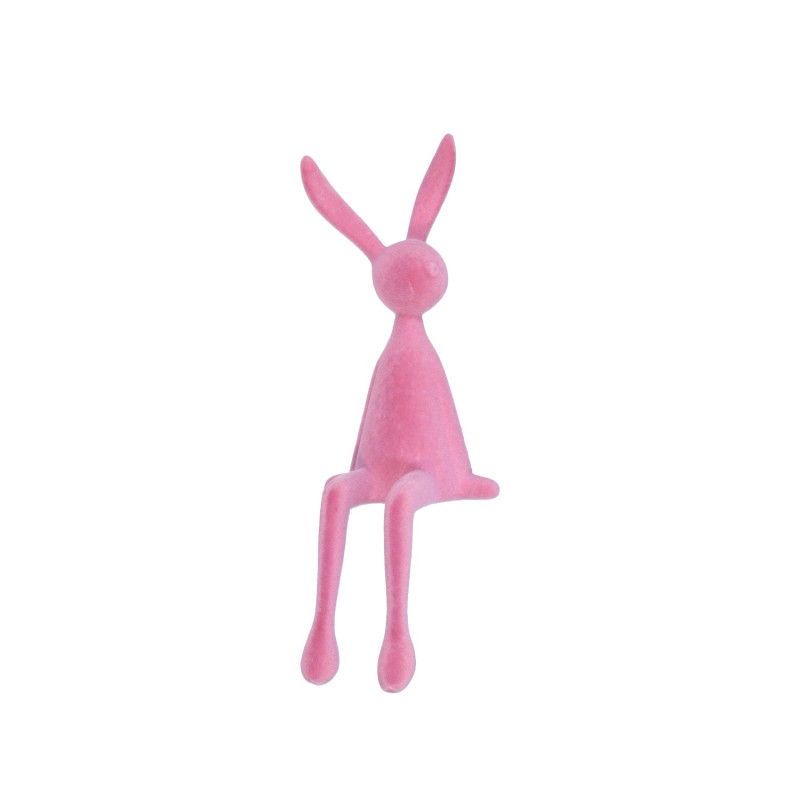 Figurka Zajączek Zając Flokowany Różowy Ozdoba Wielkanoc Siedzący 36 CM Figurka Zajączek Zając Flokowany Różowy Ozdoba Wielkanoc Siedzący 36 CM
