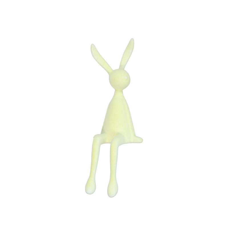Figurka Zajączek Zając Flokowany Żółty Ozdoba Wielkanoc Siedzący 36 CM