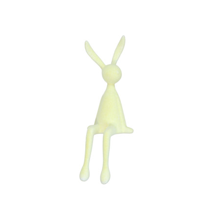Figurka Zajączek Zając Flokowany Żółty Ozdoba Wielkanoc Siedzący 36 CM