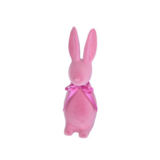 Figurka Zajączek Zając Flokowany Różowy Ozdoba Wielkanoc Kompozycja 30 cm