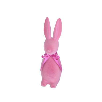 Figurka Zajączek Zając Flokowany Różowy Ozdoba Wielkanoc Kompozycja 30 cm