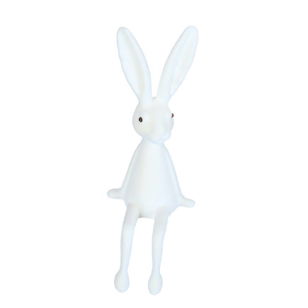 Figurka Zajączek Zając Flokowany Kremowy Ozdoba Wielkanoc Siedzący 39 CM