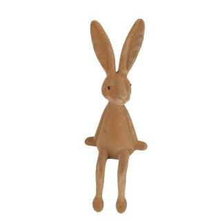 Figurka Zajączek Zając Flokowany Brązowy Ozdoba Wielkanoc Siedzący 39 CM