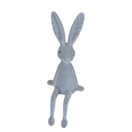 Figurka Zajączek Zając Flokowany Szary Ozdoba Wielkanoc Siedzący 39 CM