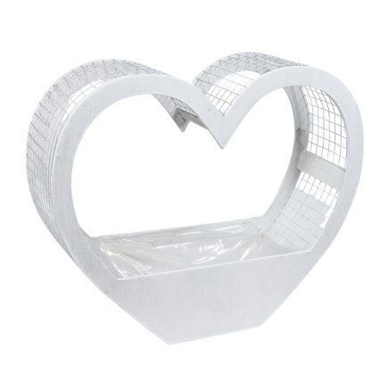 Baza pod kompozycje Serce Siatka Średnie Podstawa Stroik 38 cm Białe