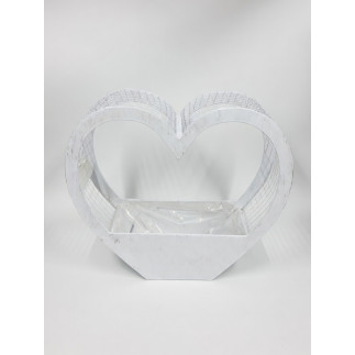 Baza pod kompozycje Serce Siatka Średnie Podstawa Stroik 38 cm Białe