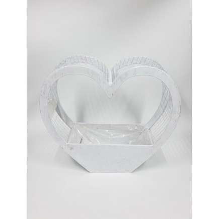 Baza pod kompozycje Serce Siatka Średnie Podstawa Stroik 38 cm Białe