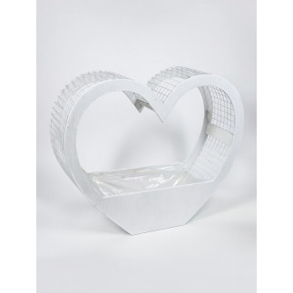 Baza pod kompozycje Serce Siatka Średnie Podstawa Stroik 38 cm Białe