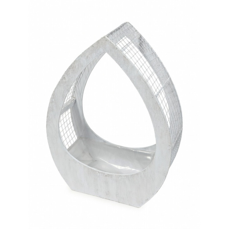 Osłonka Łezka z Siatką Do Kwiatów Drewniana 31 x 12 x 40 cm Biała Osłonka Łezka z Siatką Do Kwiatów Drewniana 31 x 12 x 40 cm Biała