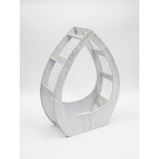 Osłonka Łezka z Siatką Do Kwiatów Drewniana 31 x 12 x 40 cm Biała