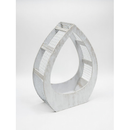 Osłonka Łezka z Siatką Do Kwiatów Drewniana 31 x 12 x 40 cm Biała