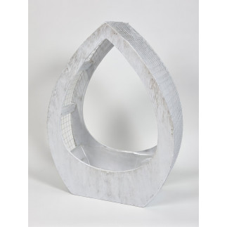 Osłonka Łezka z Siatką Do Kwiatów Drewniana 31 x 12 x 40 cm Biała