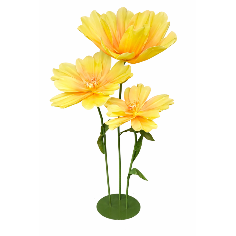 Kwiaty GIGANTY Żółte Duża Dekoracja Ozdoba Ślub Wesele Kwiaty 180 cm 3 sztuki