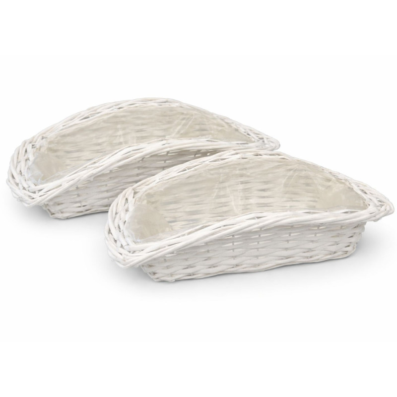 Osłonki Wiklinowe Zestaw do Kwiatów Kompozycji Biała Komplet 37cm